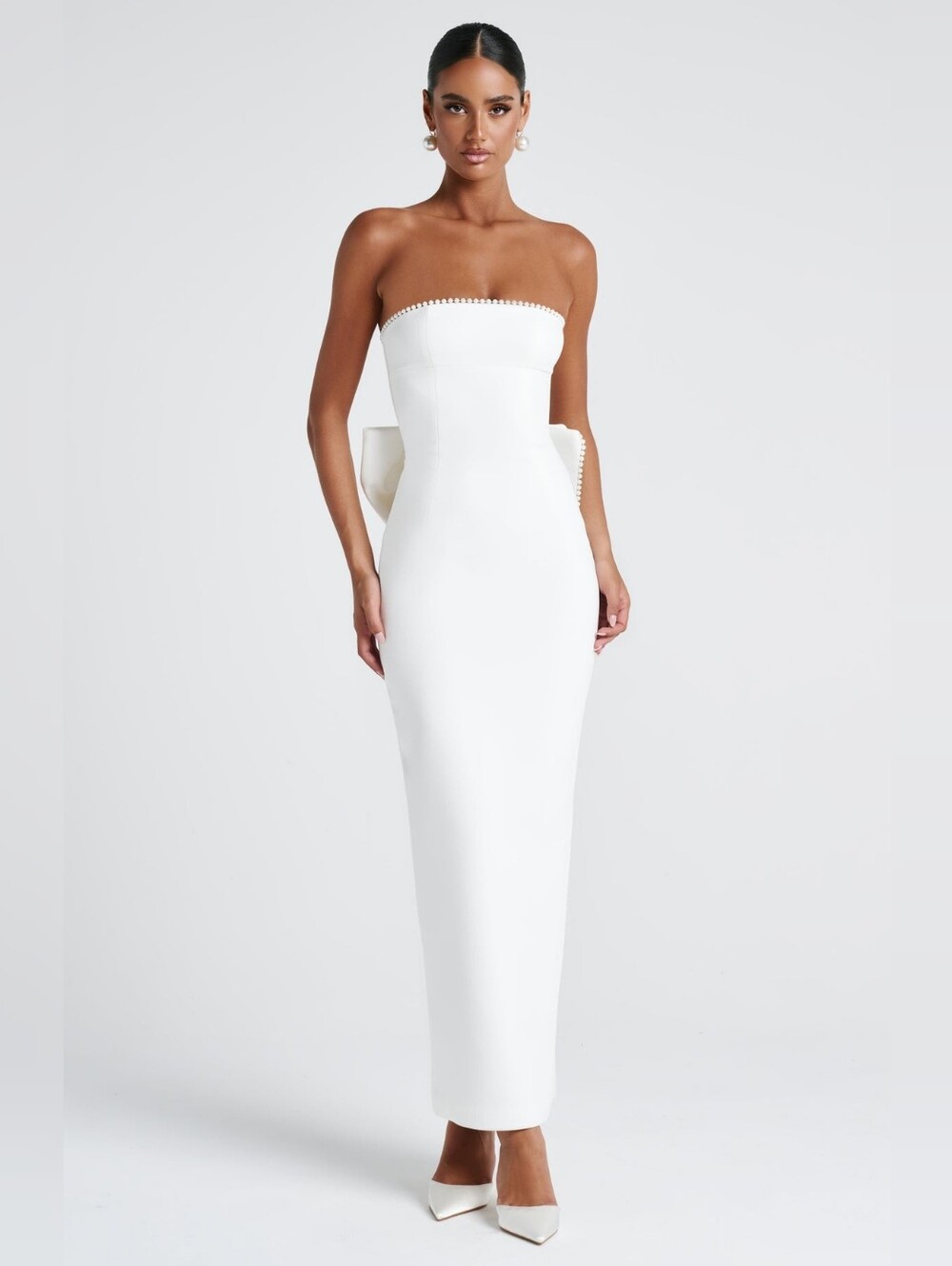 Babyboo Magnolia Maxi Weeding Ivory Bow Dress - Picture 2 of 15